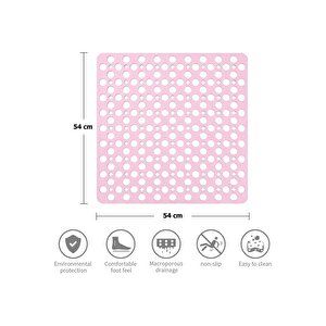 1 Adet Kare Vantuzlu Banyo Ve Duş Kaydırmazı, Küvet İçi Duşakabin Kaydırmaz Vantuzlu Banyo Paspası 54x54cm
