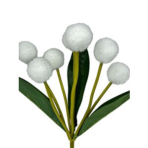 Yapay Çiçek Beyaz Pompon Çiçeği Dekoratif Yapay Çiçek 30*20cm