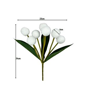 Yapay Çiçek Beyaz Pompon Çiçeği Dekoratif Yapay Çiçek 30*20cm