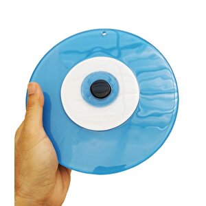 Büyük Boy Cam Nazarlık Nazar Boncuğu Lüks Kalite 20 Cm Çap El Işi Mavi