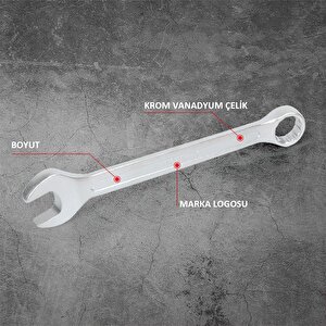 Workpro Wp202576 6-22mm 12 Parça Cr-v Profesyonel Kombine Anahtar Takımı + Bez Taşıma Kılıfı