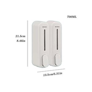 2 Adet Beyaz Renk Duvara Monte Basmalı Sıvı Sabun Bulaşık Deterjanı Şişesi Sıvı Sabunluk 350ml