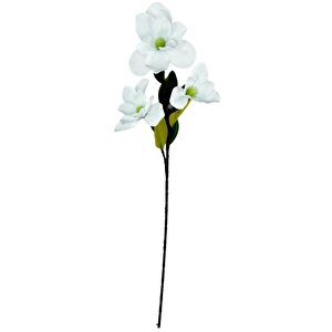 Yapay Çiçek Süt Beyaz Manolya Islak Doku 3 Kafalı Uzun Dal Çiçek Flowers 95cm