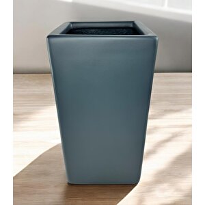 Fiber Saksı Antrasit Dik Dörtgen Vazo Dekoratif Saksı Fiberglas 25*25*50cm