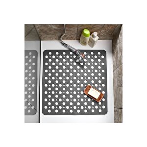 1 Adet Kare Vantuzlu Banyo Ve Duşa Kabin , Küvet İçi Kaydırmaz Vantuzlu Banyo Paspası Antrasit