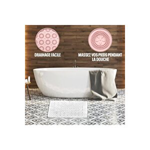 1 Adet Kare Masajlı Silikon Banyo & Duş Kaydırmazı Beyaz Renk Massage Bath Math Banyo Paspası