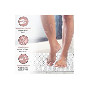 1 Adet Kare Masajlı Silikon Banyo & Duş Kaydırmazı Beyaz Renk Massage Bath Math Banyo Paspası
