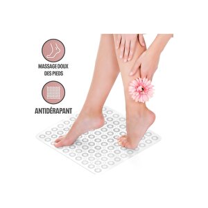 1 Adet Kare Masajlı Silikon Banyo & Duş Kaydırmazı Beyaz Renk Massage Bath Math Banyo Paspası