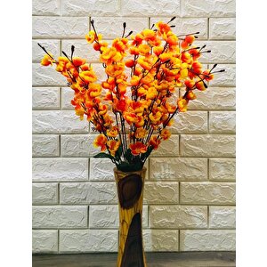 Yapay Çiçek Bahardalı Japon Kiraz Çiçeği 7 Dallı 57cm Turuncu