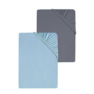 2 Adet Düz Pamuklu Tek Kişilik 120 X 200 X 30 Cm Lastikli Penye Çarşaf Antrasit