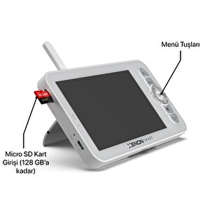 Xenon Smart Akıllı Bebek Kamerası Dijital 5'' LCD Monitörlü Mobil Uygulama Denetimli Sıcaklık ve Nem Ölçen Ninni Çalan Gece Görüşlü Çift Yönlü Ses İletişimli Bebek İzleme Monitörü Baby Camera X7202