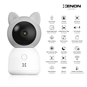 Akıllı Bebek Kamerası Sıcaklık Ve Nem Ölçümü Ve Ninni Çalma Smart Baby Camera X7201