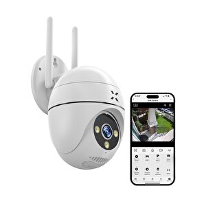 Akıllı Dış Mekan Kamera, 1080p Gece Görüşlü Sirenli Güvenlik Kamerası, Ip65, Wi-fi, Uygulama ile kontrol