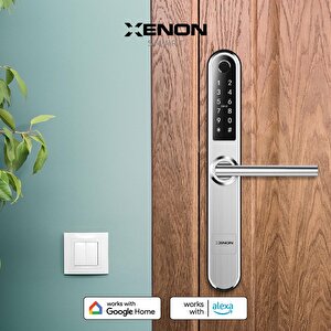 Xenon Smart Akıllı Kapı Kilidi, Parmak İzi, Şifre, RFID Kart ile Açılan, APP Kontrol, Google Home & Alexa Uyumlu Ev, Ofis ve Otel için Elektronik Kapı Kilidi X8057