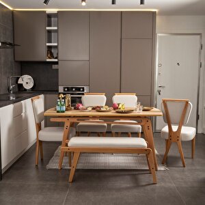 Palace İskandinav Mutfak Masa Takımı 4 Sandalye 1 Benchli