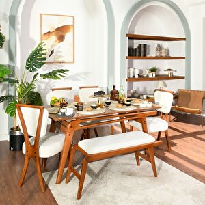 Palace İskandinav Mutfak Masa Takımı 4 Sandalye 1 Benchli