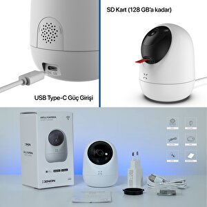 Akıllı Kamera 1080p, İç Mekan Bebek Kamerası, 3MP Çift Yönlü Ses Hareket Algılama Wi-Fi Mobil Kontrol X7207