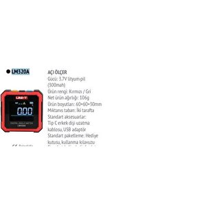 Lm-320a Dijital Ekran Açısı Ölçer Ağaç İşleme/yapı Yatay Açı Bağıl Açı Eğim Ölçümü;uni-t