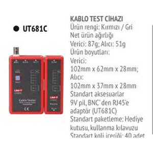 Ut-681c Kablo Test Cihazı Ağ/telefon Hattı Çift Test Cihazı Led Durum Göstergesi Manuel/otomatik Kapatma;uni-t