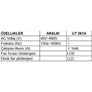 Ut 261a Dijital Faz Sırası Ölçer Test Cihazı;ub