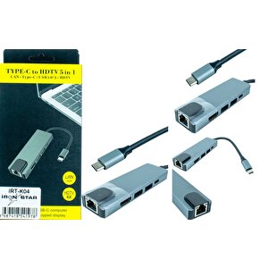 Ironstar Irt-k04 5 İn 1 Type-c To Hdmi + Lan + Usb 3.0 + Usb 2.0 ;class