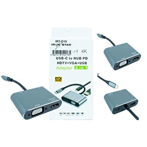 Irt-d10 Type-c To Hdmi + Vga + Usb + Type-c;class