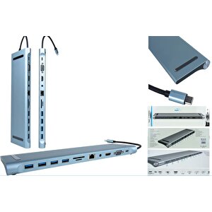 Ironstar Irt-k15 12 İn 1 Type-c Hdmi 1.4 + Vga + Usb3.0 + Usb2.0x3 + Type-c + Sd/tf 2.0 + 100mblan + Pd +3.5 Mm Audio ;class