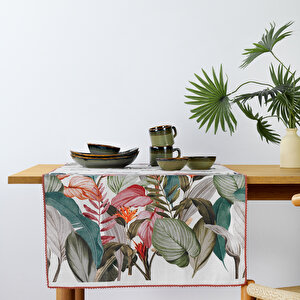 Home Tropical Poly Linen Runner 45x150 Cm-yeşil