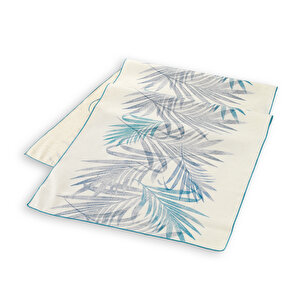 Home Leaf Poly Linen Runner 45x150-mavi