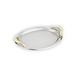 Ela 2 Li Oval Çay Tepsisi-platin01