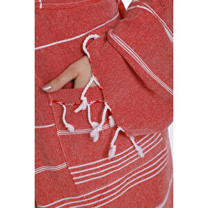 Kapüşonlu Kadın / Erkek Peştemal Bornoz Soft %100 Pamuklu Natural 12 (XXXL)