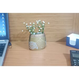 Vazo Dahil,Vazoda Çiçek,beyaz Yapay Çiçek,vazo Dekoratif Altın Mozaik Poliresin