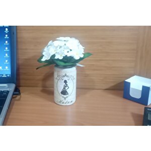 Vazo Dahil,Vazoda Çiçek,beyaz Yapay Çiçek,vazo Dekoratif Madam Desenli