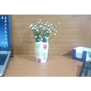Vazo Dahil,Vazoda Çiçek,beyaz Yapay Çiçek,vazo Dekoratif Renkli Papatyalı Poliresin