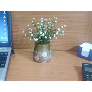 Vazo dahil,Vazoda Çiçek,beyaz Yapay Çiçek,vazo Dekoratif Altın Puanlı Poliresin