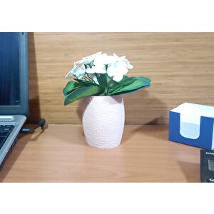 Vazo Dahil,Vazoda Çiçek,beyaz Yapay Çiçek,vazo Pembe Petek Desenli Poliresin