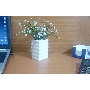 Vazo Dahil,Vazoda Çiçek,beyaz Yapay Çiçek,vazo Dekoratif Kare Çizgili