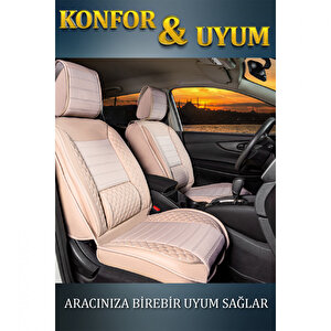 Lüx Deri Oto Koltuk Kilifi Ön Arka Takım Elit Serisi Bej Bej
