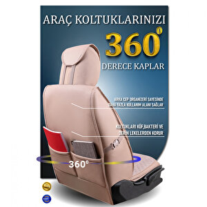 Lüx Deri Oto Koltuk Kilifi Ön Arka Takım Elit Serisi Bej