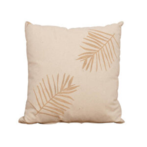 Palm Kırlent-bej/yaprak Baskılı 45x45x10 Cm