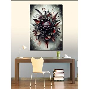 Kanvas Tablo Çiçek Ve Kuş Tüyleri 100x140 cm