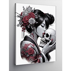 Kanvas Tablo Geyşa Ve Kuru Kafa 70x100 cm
