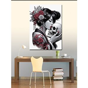 Kanvas Tablo Geyşa Ve Kuru Kafa 70x100 cm