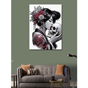 Kanvas Tablo Geyşa Ve Kuru Kafa 70x100 cm