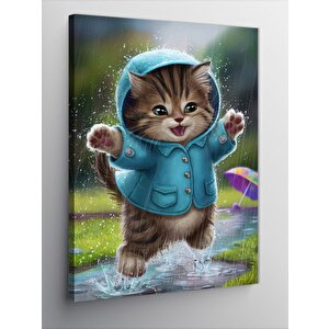 Kanvas Tablo Mavi Montlu Kedi 70x100 cm