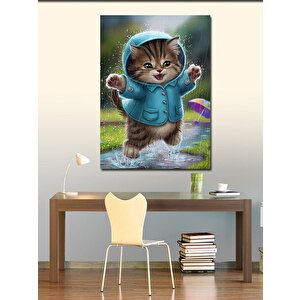 Kanvas Tablo Mavi Montlu Kedi 70x100 cm