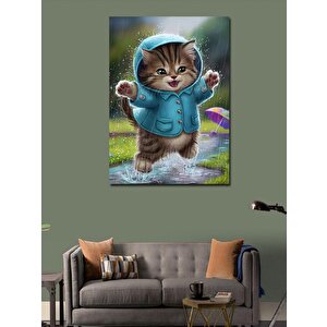 Kanvas Tablo Mavi Montlu Kedi 70x100 cm