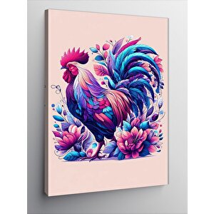 Kanvas Tablo Horoz Ve Çiçekler 70x100 cm