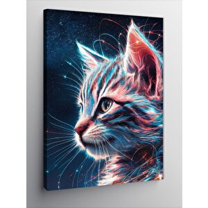Kanvas Tablo Renkli Kedi