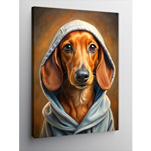 Kanvas Tablo Beyaz Kapşonlu Köpek